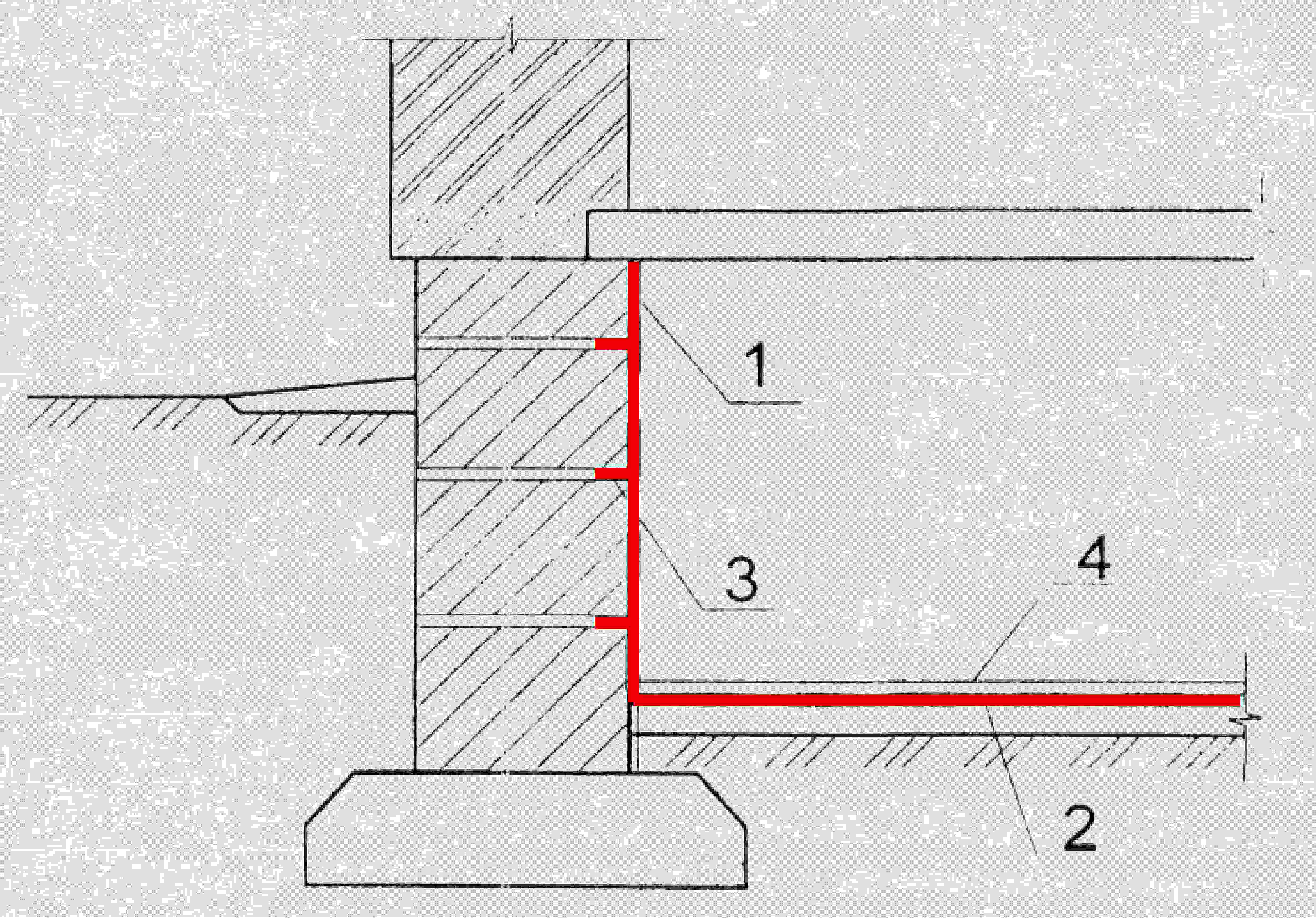 Обработка внутренней поверхности стены из бетонных блоков (ниже уровня земли). Ремонт существующих зданий. 