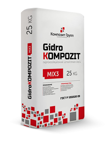 Штукатурная смесь, GidroKompozit Mix3 fibra, мешок 25 кг