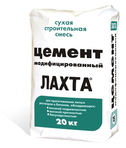 Гидроизоляционный цемент ЛАХТА модифицированный цемент, мешок 20 кг