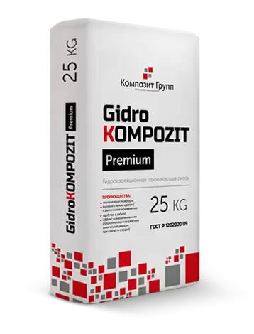 Проникающая гидроизоляция бетона, GidroKompozit Premium, мешок 25 кг